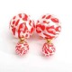 Double Side Leopard Print Pearl Bead Ball Earrings Ear Studs For Women