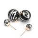 Double Side Leopard Print Pearl Bead Ball Earrings Ear Studs For Women