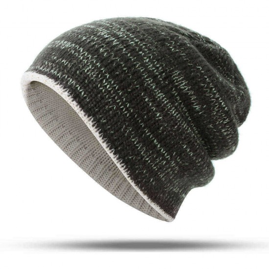 Double-Sided Wearing Double-Layer Knit Hat Winter Warm Ear Protector Beanie Cap