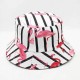 Double sided Striped Flamingo Pattern Cap Summer Outdoor Sunscreen Visor Fisherman Bucket Hat