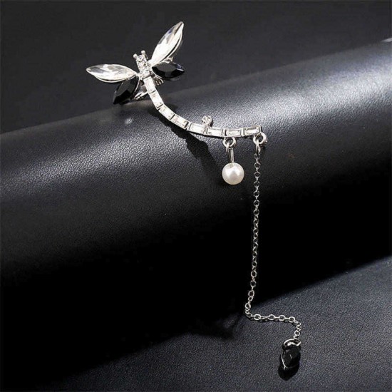 Dragonfly Crystal Rhinestone Ear Cuff Tassel Ear Stud Women Jewelry