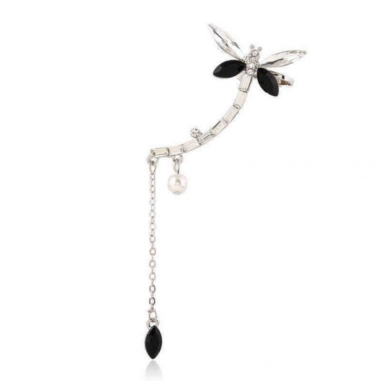 Dragonfly Crystal Rhinestone Ear Cuff Tassel Ear Stud Women Jewelry