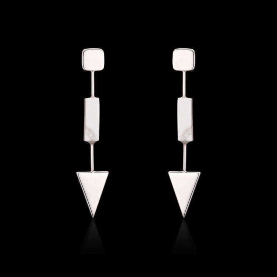 Earrings for Women Luxury Platinum Plated Simple Geometric Pendant Ear Stud Best Gift