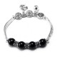 Elastic Silver Hollow Carved Crystal Pendant Bead Abacus Bracelet For women