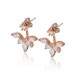 Elegant 925 Silver Needle Zircon Leaf Ear Stud Earrings Women Jewelry