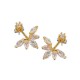 Elegant 925 Silver Needle Zircon Leaf Ear Stud Earrings Women Jewelry