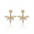 Elegant 925 Silver Needle Zircon Leaf Ear Stud Earrings Women Jewelry