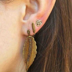 Elegant A Set of Ear Drop Stud Leaves Heart Hollow Earring Fashion Jewelry Set Gift for Women