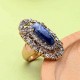 Elegant Blue Gem Stone Ring Retro Style Women Rhinestone Finger Ring