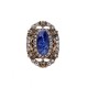 Elegant Blue Gem Stone Ring Retro Style Women Rhinestone Finger Ring