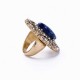 Elegant Blue Gem Stone Ring Retro Style Women Rhinestone Finger Ring