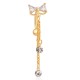 Elegant Bowknot Belly Ring Tassel Rhinestone Navel Belly Piercing Ring for Women