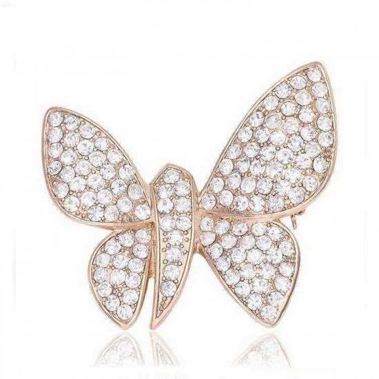 Elegant Butterfly Animal Inly Zircon Crystal Brooch Pin Accessories