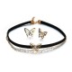 Elegant Butterfly Shiny Rhinestone Charm Women Jewelry Set Fashion Black Choker Ear Stud Gift