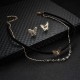 Elegant Butterfly Shiny Rhinestone Charm Women Jewelry Set Fashion Black Choker Ear Stud Gift