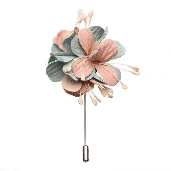 Elegant Colorful Fabric Flower Pins Artificial Pearl Brooches Clothing Accessories