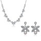 Elegant Crystal Earrings Rhinestones Pearls Flower Necklace Jewelry Set Women Gift