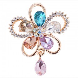 Elegant Crystal Flower Brooch Colorful Scarf Jewelry Clothing Accessories for Her