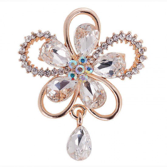 Elegant Crystal Flower Brooch Colorful Scarf Jewelry Clothing Accessories for Her