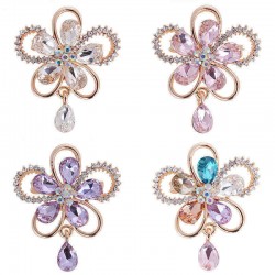 Elegant Crystal Flower Brooch Colorful Scarf Jewelry Clothing Accessories for Her