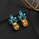 Elegant Crystal Pineapple Earring Blue Rhinestone Ear Stub For Women