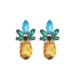 Elegant Crystal Pineapple Earring Blue Rhinestone Ear Stub For Women