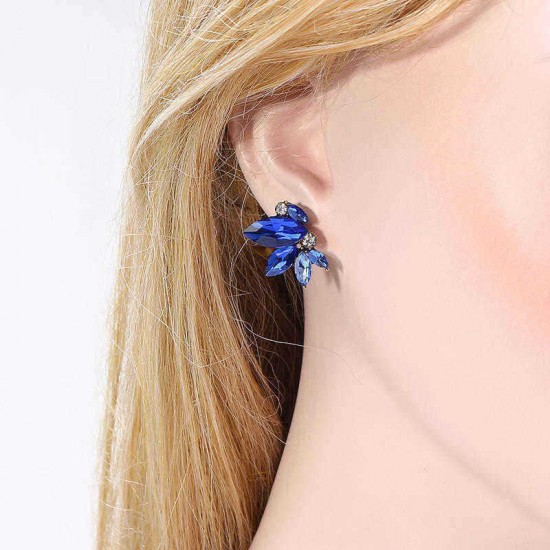 Elegant Crystal Wings Ear Stud Flower Rhinestones Earrings Gift for Her