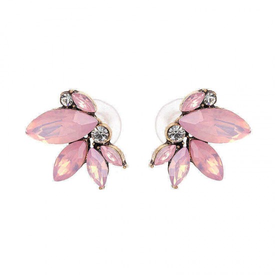 Elegant Crystal Wings Ear Stud Flower Rhinestones Earrings Gift for Her