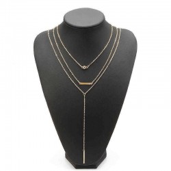 Elegant Crystal Zinc Alloy Necklace Simple Multilayer Chain for Women