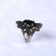 Elegant Finger Ring Black Crystal Antique Silver Hollow Flower leaves Rings Punk Jewelry for Women