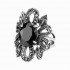 Elegant Finger Ring Black Crystal Antique Silver Hollow Flower leaves Rings Punk Jewelry for Women