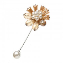 Elegant Flower Scarf Suit Brooch Vintage Artificial Pearl Rhinestone Pin Women Clothing Accessories