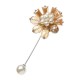 Elegant Flower Scarf Suit Brooch Vintage Artificial Pearl Rhinestone Pin Women Clothing Accessories