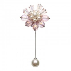 Elegant Flower Scarf Suit Brooch Vintage Artificial Pearl Rhinestone Pin Women Clothing Accessories