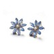 Elegant Gift for Women Blue Rhinestone Pearl Flower Double Layer Choker Necklace Snowflake Earrings