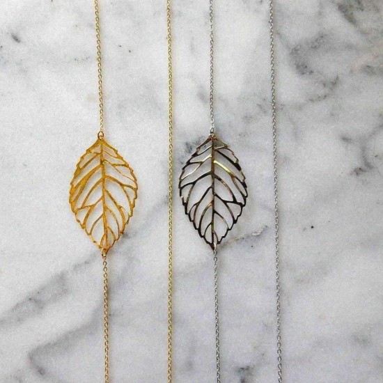 Elegant Gold Silver Leaf Necklace Minimalist Hollow Leaf Pendant Necklaces for Women