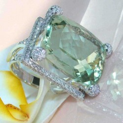 Elegant Green Gem Zircon Ring Wedding Crystal Silver Color Rings Trendy Jewelry for Women