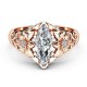 Elegant Luxury Flower Ring Rose Gold Zircon Diamond Women Ring