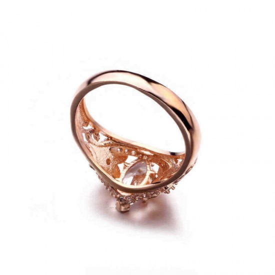 Elegant Luxury Flower Ring Rose Gold Zircon Diamond Women Ring