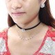 Elegant Pearl Rhinestone Flower Double Layer Gold Chain Black Choker Piercing Earrings Women Jewelry