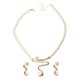 Elegant Pearl Rhinestone Jewelry Set 1 Pair Earrings 1 Pcs Necklace Women Jewelry Set