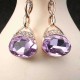 Elegant Purple Gem Pendant Rose Gold Chain Jewelry Set Unique Twisted Necklace Earrings for Women