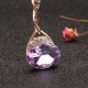 Elegant Purple Gem Pendant Rose Gold Chain Jewelry Set Unique Twisted Necklace Earrings for Women