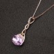 Elegant Purple Gem Pendant Rose Gold Chain Jewelry Set Unique Twisted Necklace Earrings for Women