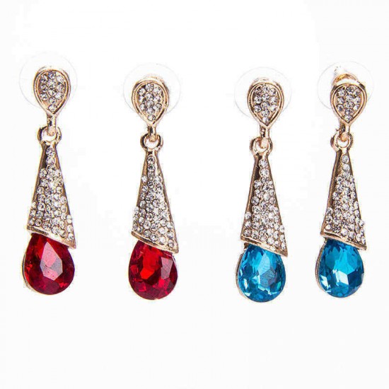 Elegant Rhinestone Ear Drop Fashion Multi Tangent Plane Gemstone Dangle Earring Ethnic Jewelry for