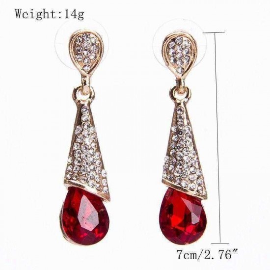 Elegant Rhinestone Ear Drop Fashion Multi Tangent Plane Gemstone Dangle Earring Ethnic Jewelry for