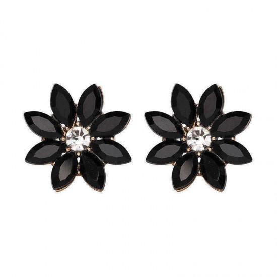 Elegant Rhinestones Colorful Flower Crystal Stud Earrings Gift for Women