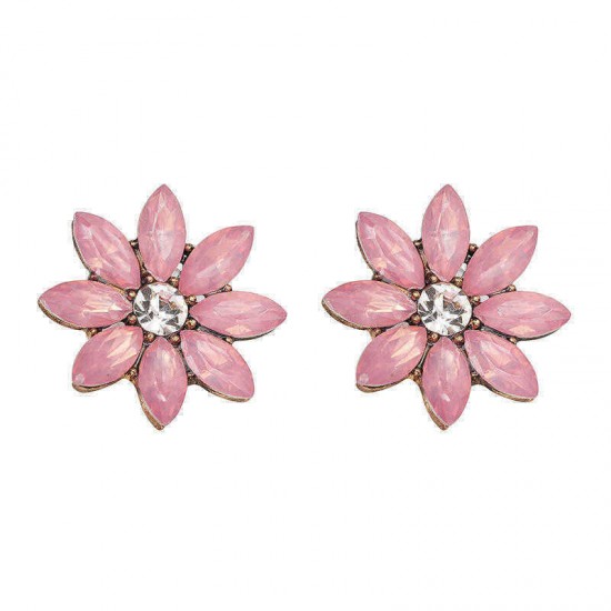 Elegant Rhinestones Colorful Flower Crystal Stud Earrings Gift for Women