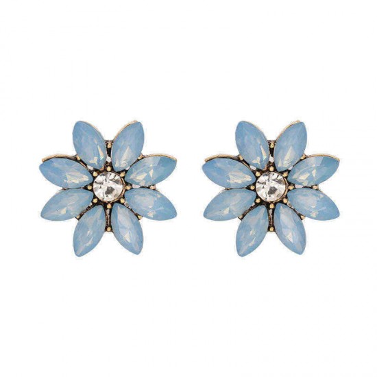 Elegant Rhinestones Colorful Flower Crystal Stud Earrings Gift for Women