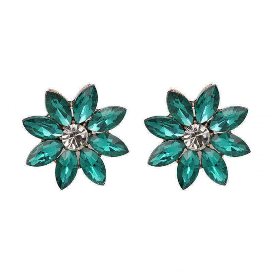 Elegant Rhinestones Colorful Flower Crystal Stud Earrings Gift for Women